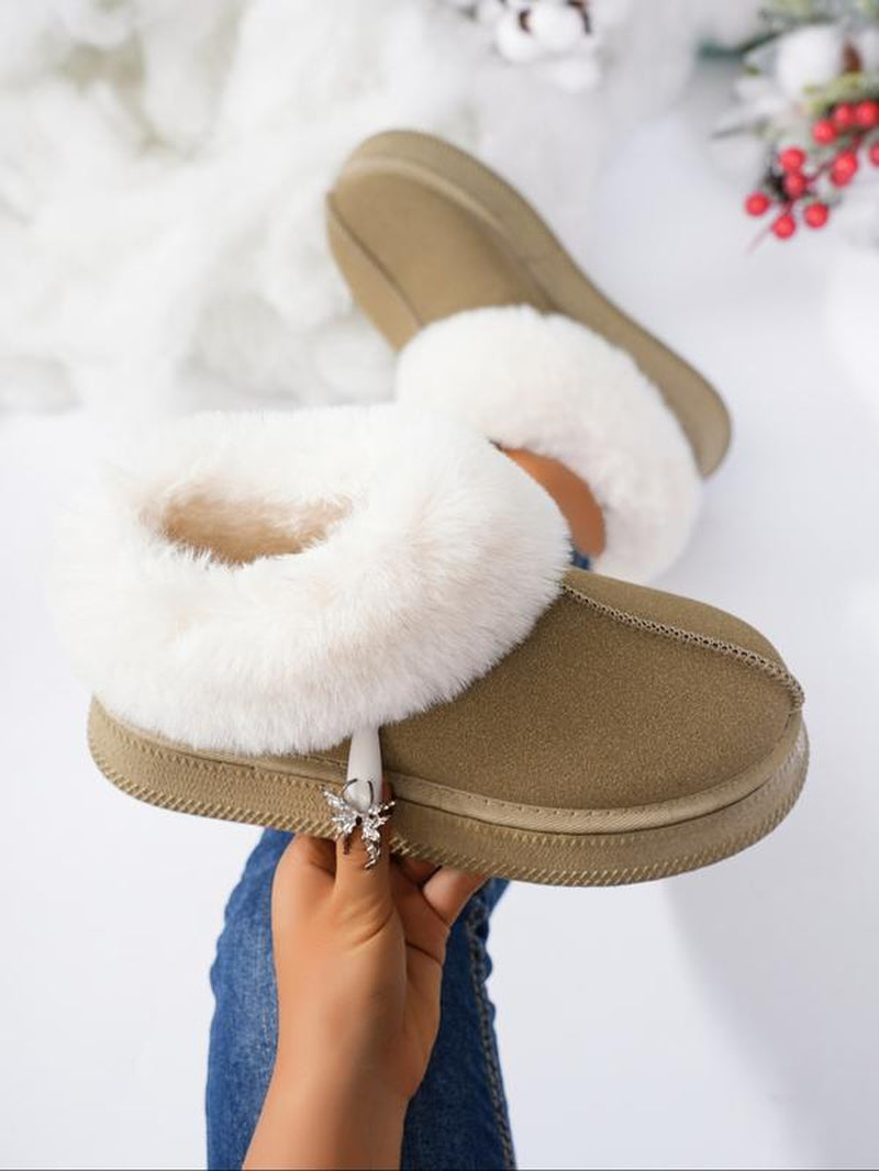 Women'S Winter Casual Ankle Boots, Thick Sole Snow Boots, Warm Home & Outdoor Use, Fashionable round Toe Short Boots