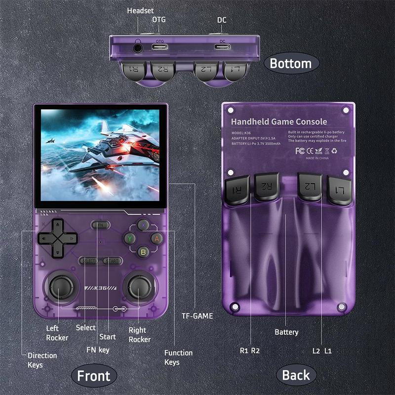 Handheld Game Console, 3.5 Inch IPS HD Screen Retro Game Console, Rechargeable Game Console with Dual 3D Joystick for Home