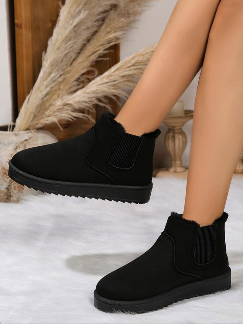 Women'S Winter Casual Ankle Boots, Thick Sole Snow Boots, Warm Home & Outdoor Use, Fashionable round Toe Short Boots