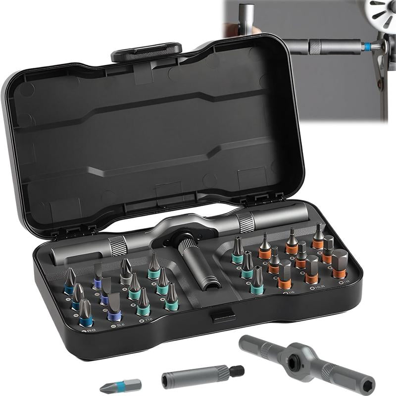 SEESE 24-In-1 Magnetic Screwdriver Kit, Precision Ratchet Screwdriver with Removable Handle, Versatile Tool for All Your Repair Needs,Perfect Christmas & New Year Gift Idea