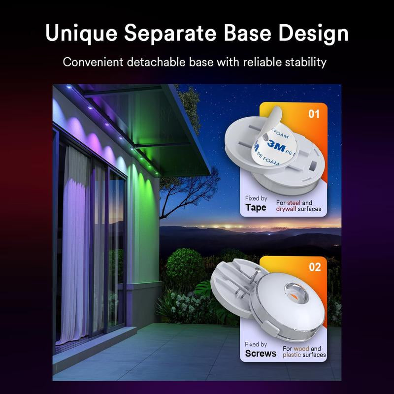 Lumary Permanent Outdoor Lights Max, RGBAICW Smart Outdoor Lights, IP67 Waterproof, IC Control & Scene Modes with Voice Control Permanent Outdoor Lights RGBIC Smart Eaves Light with APP Control RGBIC Outdoor
