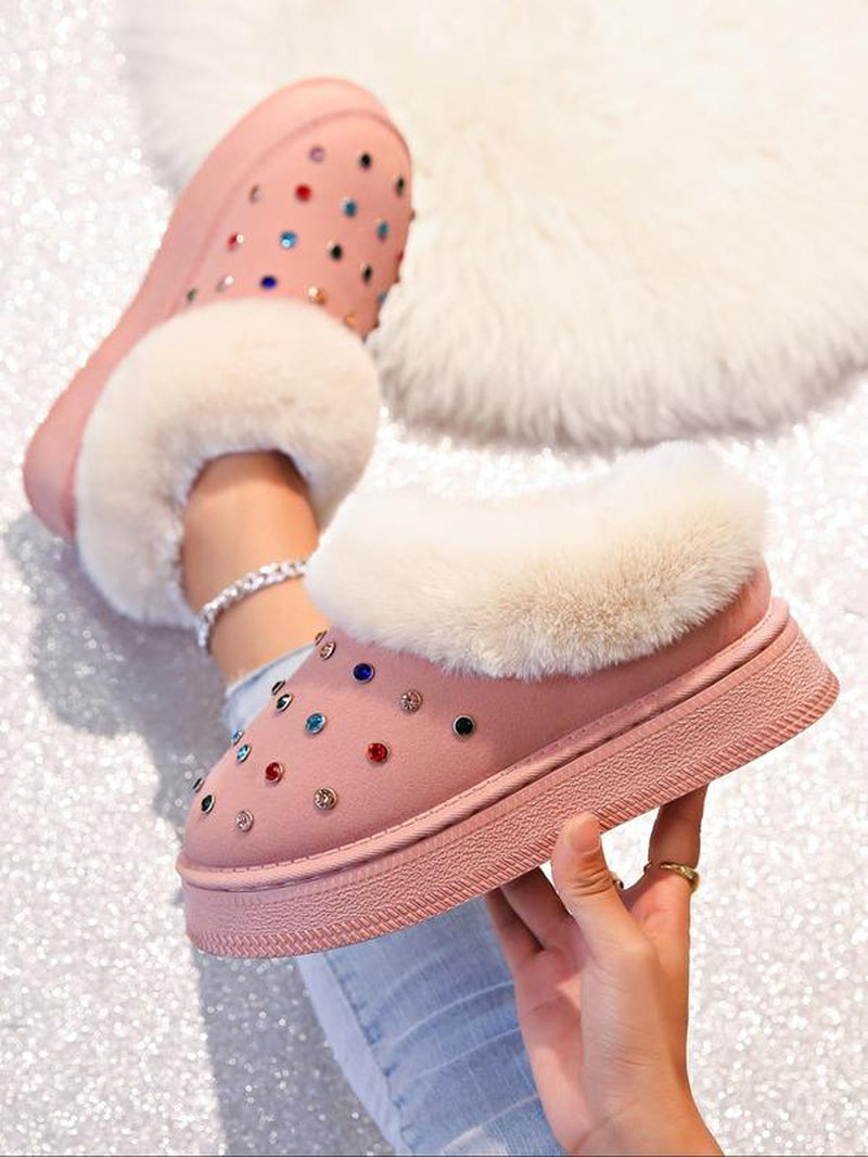 Women'S Winter Casual Ankle Boots, Thick Sole Snow Boots, Warm Home & Outdoor Use, Fashionable round Toe Short Boots