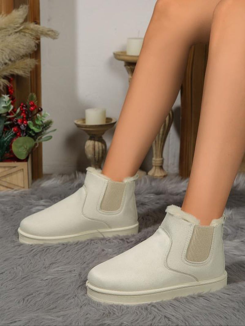 Women'S Winter Casual Ankle Boots, Thick Sole Snow Boots, Warm Home & Outdoor Use, Fashionable round Toe Short Boots