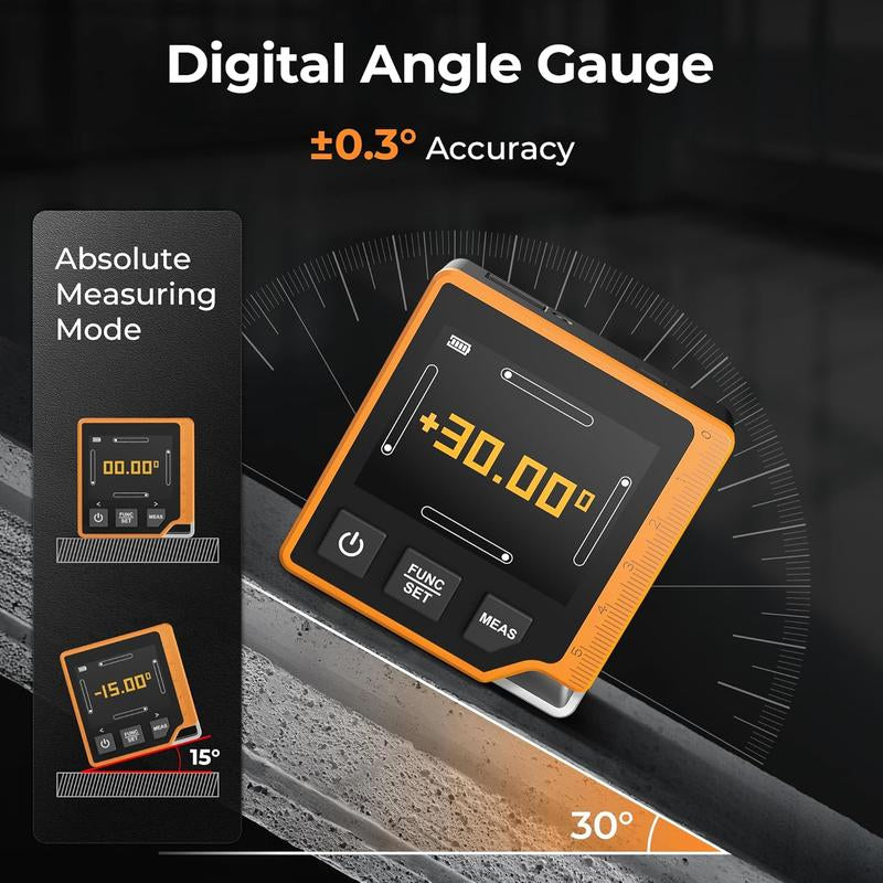 3-In-1 Rechargeable Laser Measuring Tool, 262Ft Laser Distance Meter with Digital Angle Finder & Level, 6 Units (M/In/Ft/Cm/Mm/Ft+In), 2.4'' Color Backlit Display, Area/Volume/Pythagorean Modes