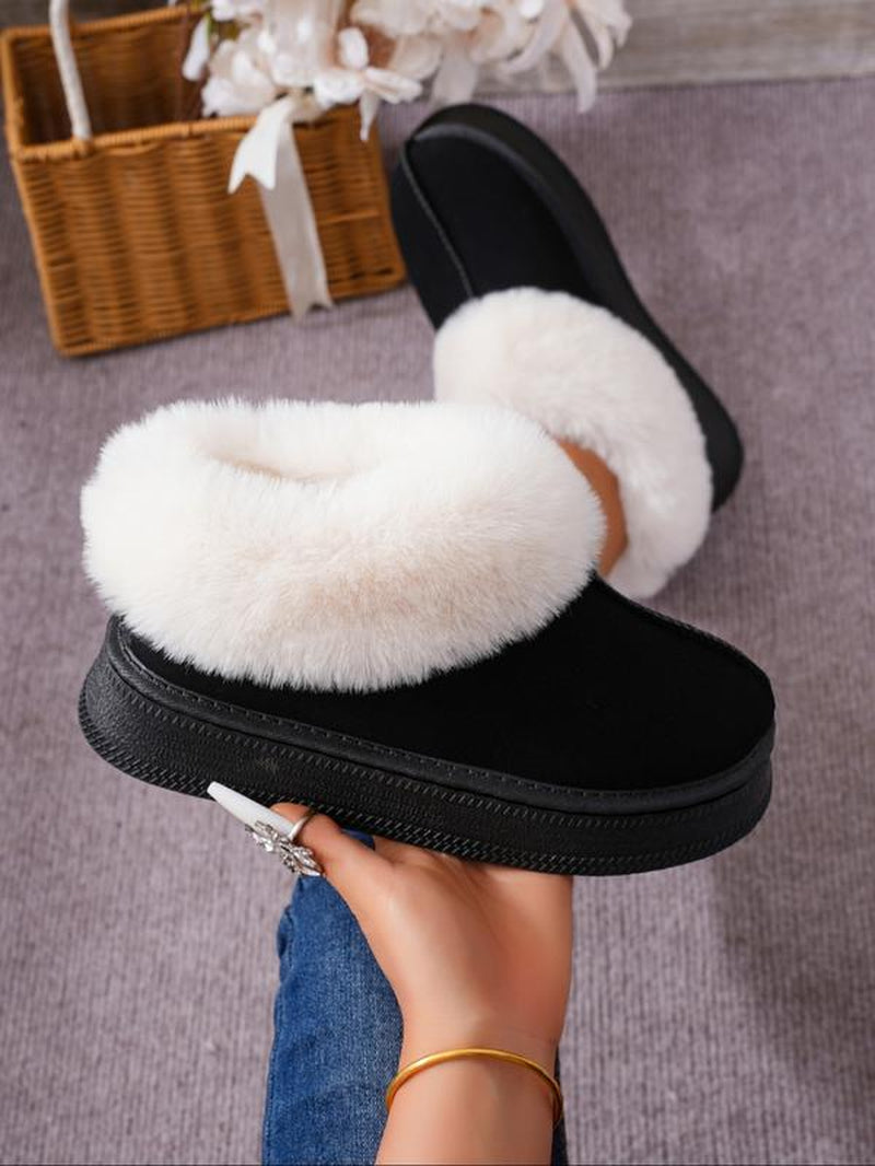Women'S Winter Casual Ankle Boots, Thick Sole Snow Boots, Warm Home & Outdoor Use, Fashionable round Toe Short Boots